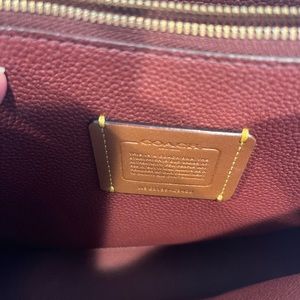 Coach pink/coral polished pebble leather Carter Carryall 28 w/crossbody strap.